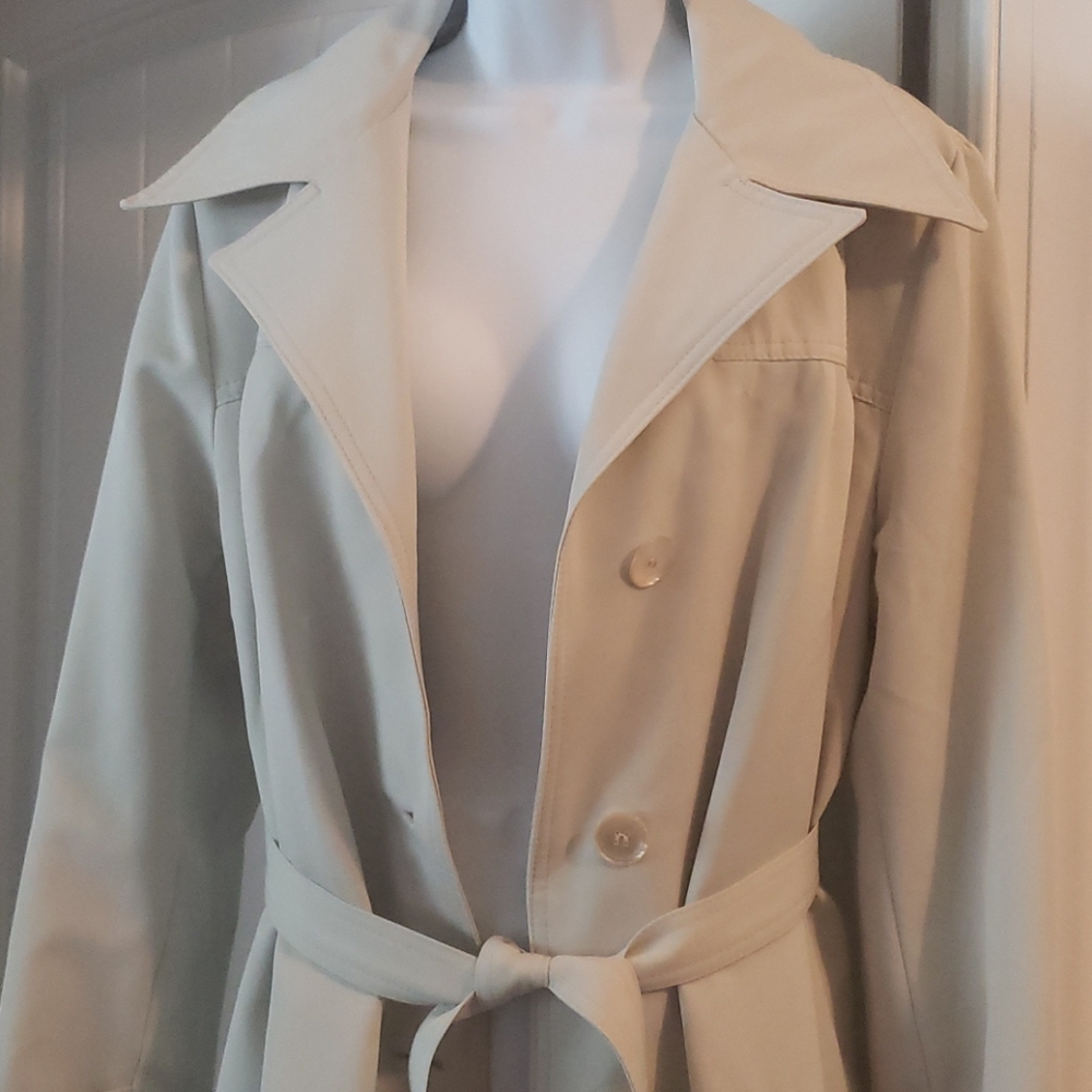 Light Tan Collared Button Up Tie Front Trench Coat